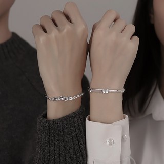 Buddhabest 蝴蝶簡約疊戴鏈條情侶手鍊 2件組