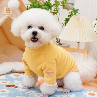 파스텔펫 반려동물 리본 포인트 터틀넥 티셔츠, 옐로우, 1개