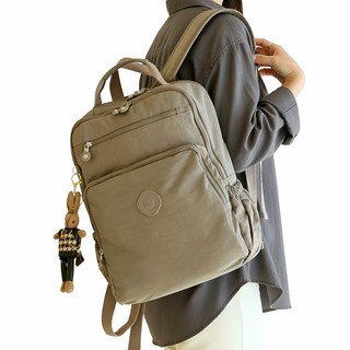 MISS BAEK 女用 Land 防水旅行筆電後揹包 + 鑰匙圈組, 灰色