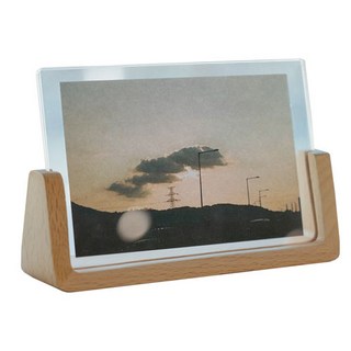 Lifesalim 迷你壓克力木製立式相框, 6寸U型相框, 櫸木, 底座16.5 x 4.5 x 5.5cm+壓克力板15.2 x 10.2cm, 淺棕色, 1個