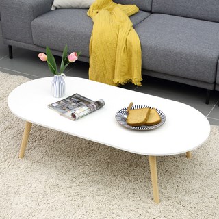 icancompany LPM 橢圓桌 1200 原木腳, 白色