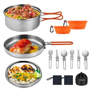 KingCamp 2人不鏽鋼露營鍋組, 1套, 銀色