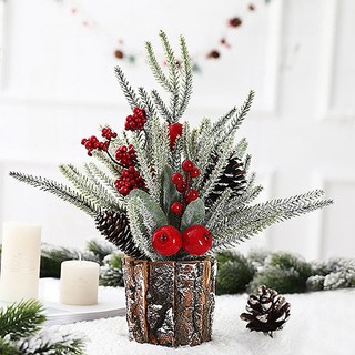 Home Flow 聖誕裝飾原木迷你樹, 2個, 果實
