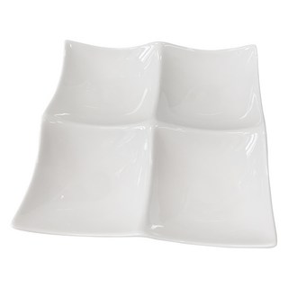 BELLOVIE 陶瓷波浪4格小菜盤, 1個, 白色