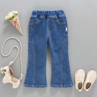이유몽 아동용 바니투 라인 부츠컷 데님 밴딩 롱 팬츠