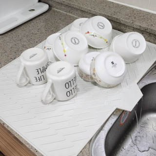 한솔템 특대형 완벽 물빠짐 실리콘 식기 건조매트, 1단, 아이보리, 1개