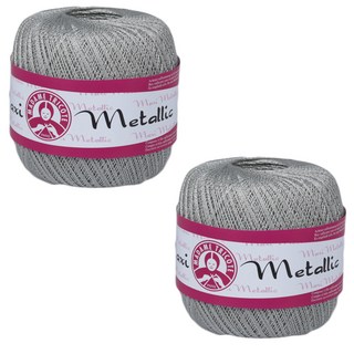 Orenbayan Dictas Maxi金屬光澤Mercerized棉線金屬線 2入, 1621. 銀金屬, 540m