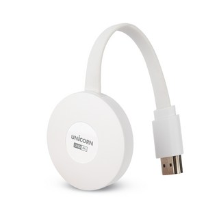 유니콘 듀얼밴드 미라캐스트 UHD 무선 4K 5G 미러링 MHL 동글, 화이트, 51mm, 1개