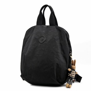 LULUBAG 女用 Turtle 防水後背包 + 款式隨機配件組, 黑色