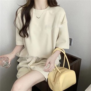 Goodif 女款純色無圖案短袖短褲運動套裝