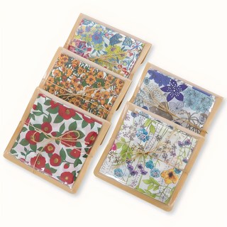 marienne 女性華麗花卉棉麻紗布手帕領巾5件組