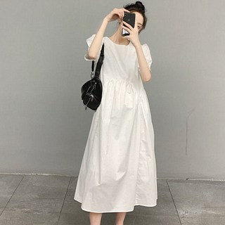 PEONIST 野餐清純長版連身裙, 白色