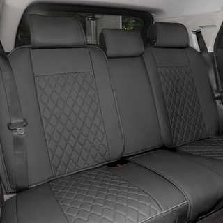 DAEHAN AUTOMOBILE 車用後座皮革全包覆式椅套 RBS-DH-DCCU (尊爵黑), 黑色, 1組