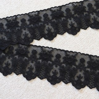 Syusyurum 蕾絲 棉蕾絲 網紗蕾絲 梭編蕾絲 270cm 28 網紗 經典, 28 網紗蕾絲-經典, 黑色, 1個