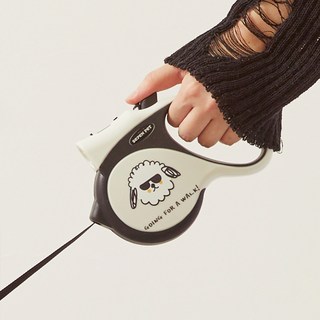 SE7EN PET 狗狗閃光LED自動牽繩, 黑色, 1個