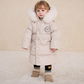 milkmile 兒童玩具熊鵝絨雙排釦羽絨外套