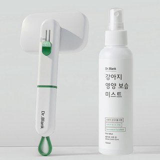 닥터블랭크 강아지 저자극 영양보습 미스트 화이트코튼향 150ml + 에어소프트 슬리커 브러쉬 세트, 1세트