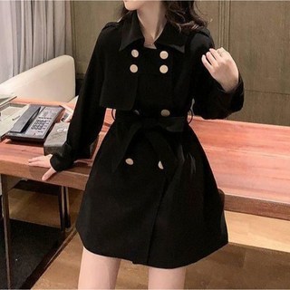 Goodif 女士雙排扣綁帶風衣