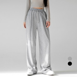 Cotton Closet 女款彈性鬆緊帶壓褶長版寬管運動褲