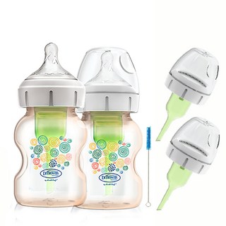 닥터브라운 옵션스 플러스 PPSU 와이드넥 젖병 2p + 통기시스템 2p, 혼합색상, 150ml, 1세트