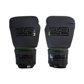 SUB22 拳擊 格鬥 霧黑 拳擊手套 左右一組, 黑綠色, 1個