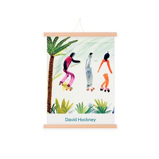 Hansuoh 北歐木質掛軸 + 海報套組, 掛軸(米色), 海報(霍克尼D)
