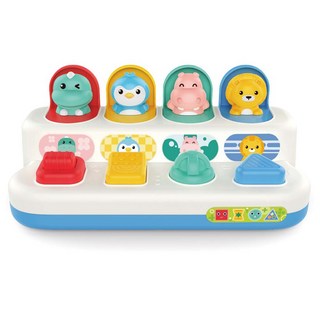 HUANGER HanuelSunByeol 兒童動物朋友觸摸躲貓貓玩具組, 藍色 + 白色, 1組