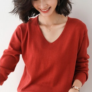 Bellybore 女款日常素色基本V領針織衫