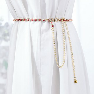 지앤와이 彩色珍珠鏈條連身裙腰帶