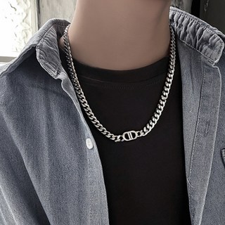 Stone Jewelry 男士鈦金雙D鍊條項鍊