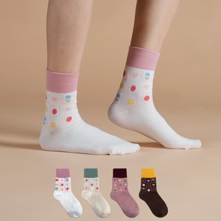 Sockpiens 女性花朵賓果時尚襪4雙組
