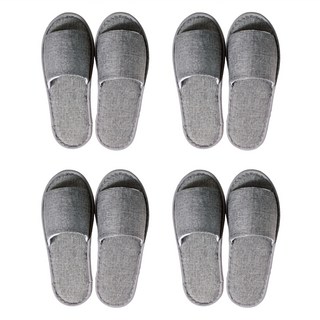 EVER HOUSE 基本亞麻室內拖鞋 4雙, 灰色, 4個