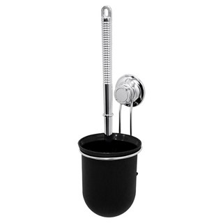 spider loc 壁掛式馬桶刷架 含刷具收納桶, 黑色, 1組