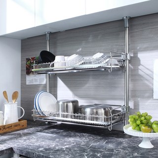 아이넥스 시그너스 스텐304 기둥식 무타공 식기건조대 SE600A, 2단, 실버, 1개