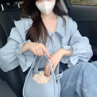 PEONIST 法式時尚圓領雪紡襯衫