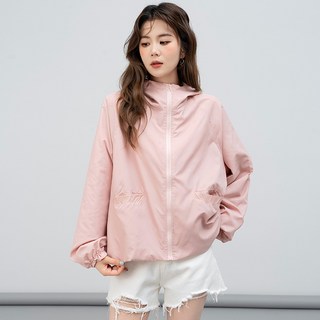 女款春夏防風素色連帽夾克