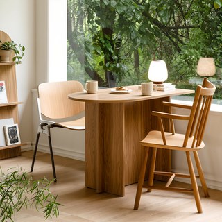 woodray 家庭咖啡廳半橢圓桌子, 2人, 橡木色