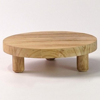 Morningscent 圓形原木花盆架/展示架/矮凳, 1個, 原木色