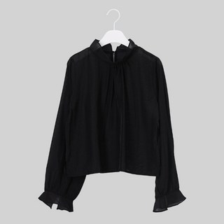 시크폭스 여성용 피카로 시스루 하프넥 블라우스