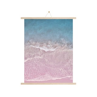 Marvel In Home 木質掛軸 + 海報 + 無痕掛鉤套組, 米色木(掛軸), 海洋粉 E(海報)