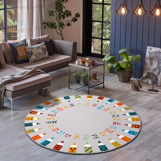 이정데코 펜슬 ABC 알파벳 물세탁 원형 러그