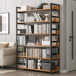 가구느낌 리버 책장, 네추럴블랙, 6단