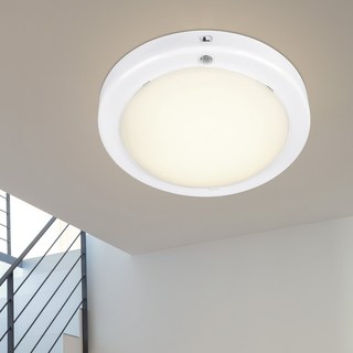 WONHA EL 乳白圓形緊急照明無閃爍感應燈 LED 15W, 1個, 白色 + 白光