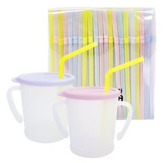 아가프라 뉴매직빨대컵 2p + 빨대 200p, 1세트, 라벤더 + 연핑크