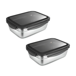 Casabeni 卡薩貝尼 無研磨劑304不鏽鋼食物保鮮盒, 1.8L, 2個