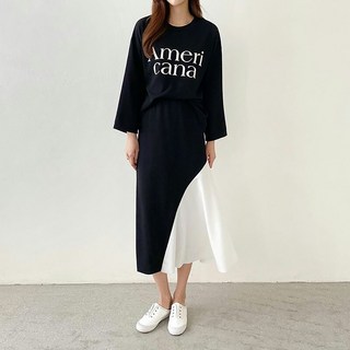 MarketA Ameary T恤 + 配色半身裙套裝