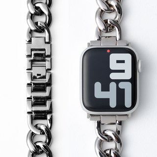 Nuart 蘋果手錶相容纖薄鍊條金屬錶帶, 1個, 銀色