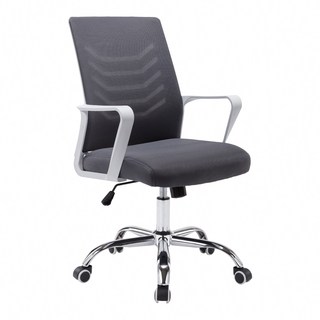 E-home Baez貝茲扶手半網電腦椅 可調式升降 透氣網布 舒適坐墊, 灰色