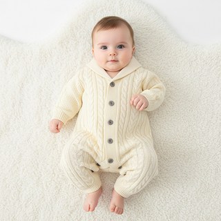 조이멀티 프리미엄 꽈배기 카라넥 니트 우주복