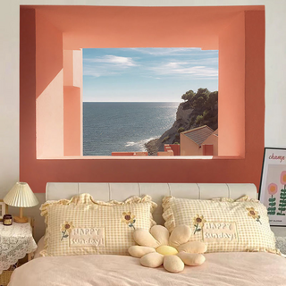 微笑背景臥室牆面織物海報, 地中海